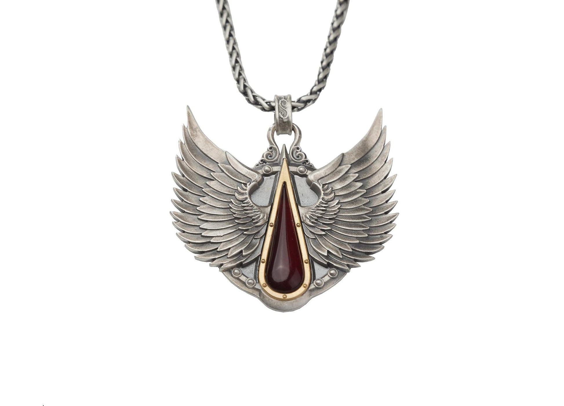 Warhammer 40K Emperor’s Reliquary Pendant – Gothic Tomb Necklace with Imperial Filigree