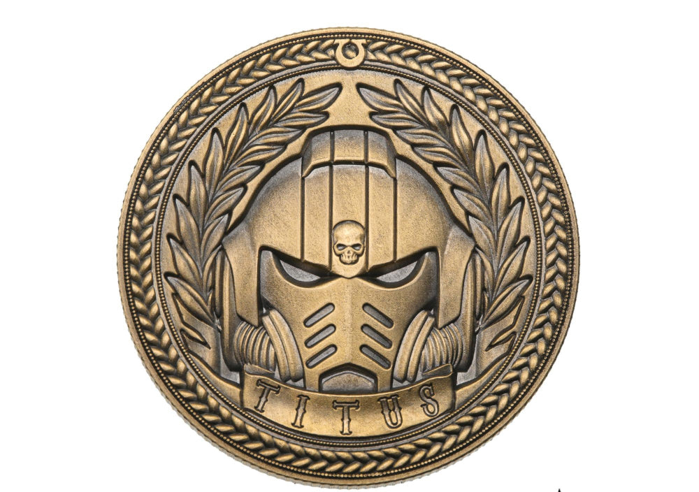 Warhammer 40K Space Marine Commemorative Coin – Captain Titus Exclusive Token, Fan-Made Collectible, Embossed Copper Medallion