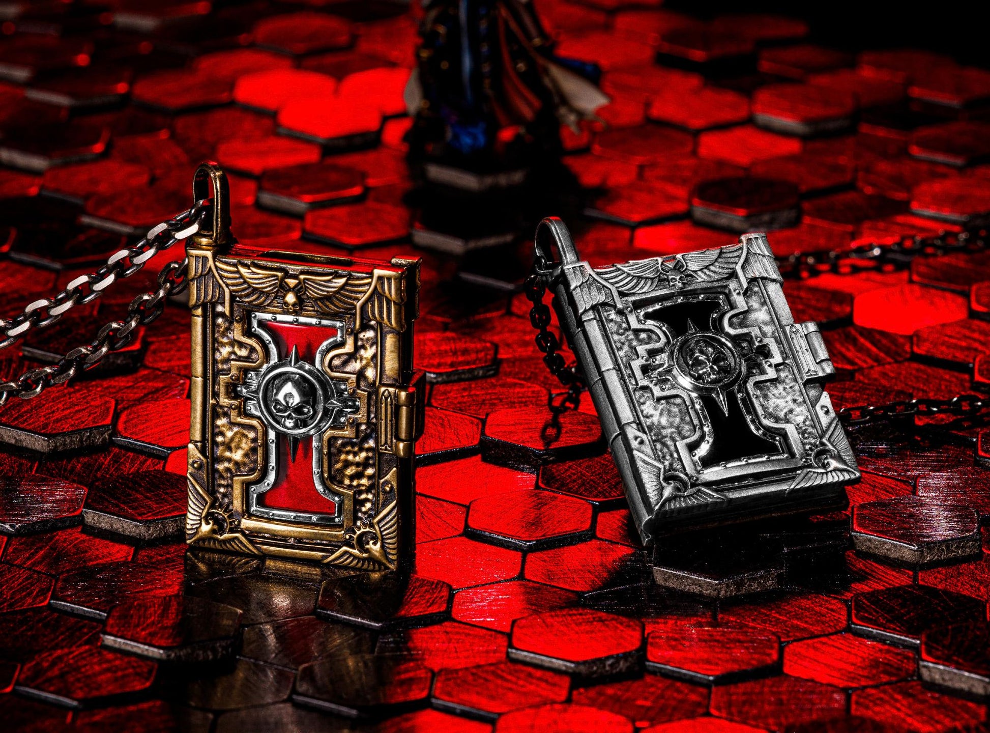 Warhammer 40K Imperial Court of Judgement  Inquisition Pendant- Brass Book of Saint Codex with Removable Seal |Warhammer Jewelry | Gothic Locket Necklace