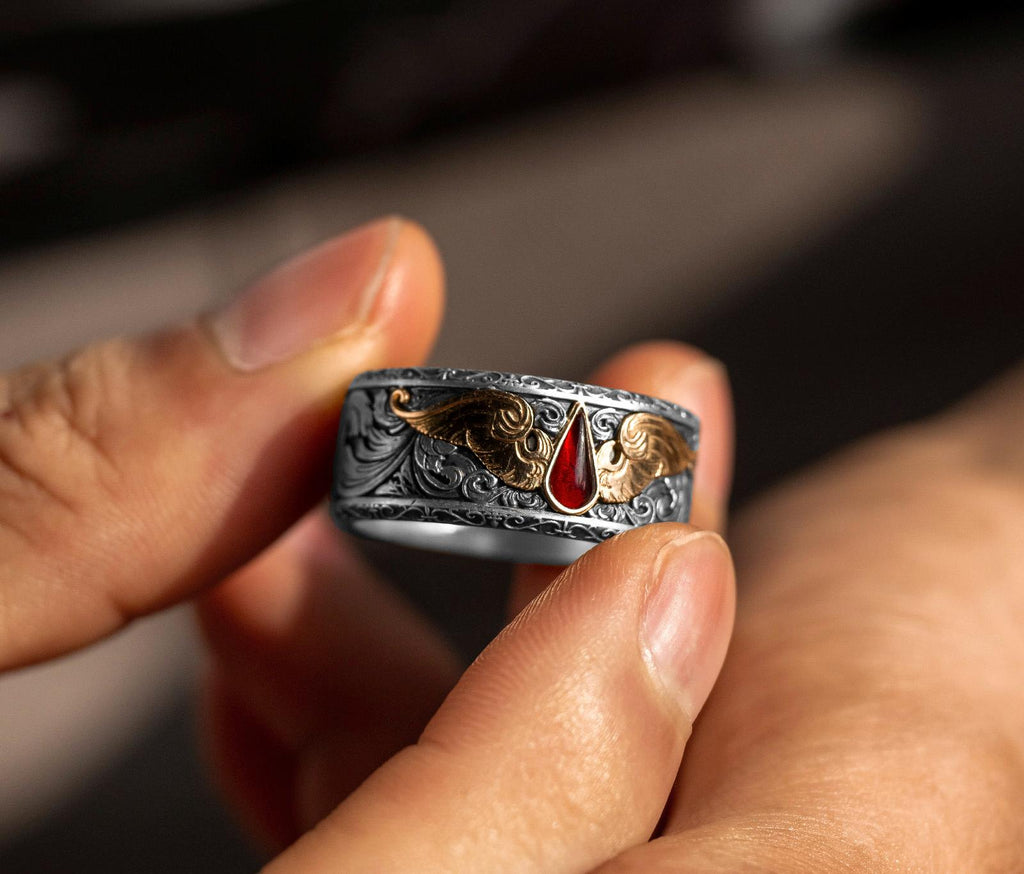 Blood Angels Heraldic Ring – A Warhammer-Inspired Ring of Glory and Sacrifice