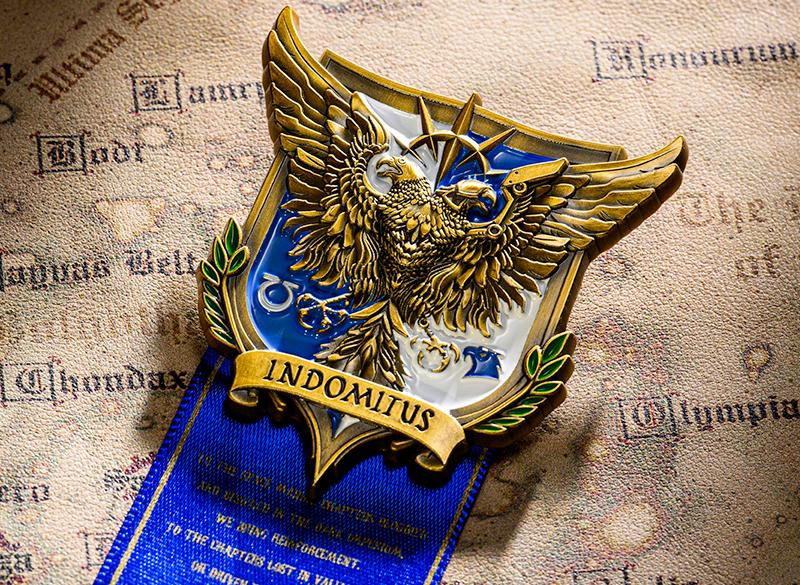 Warhammer 40K-Inspired Unyielding Crusade Honor Badge – Imperial Eagle Ribbon Pin for Loyalist Collectors & Tabletop Fans
