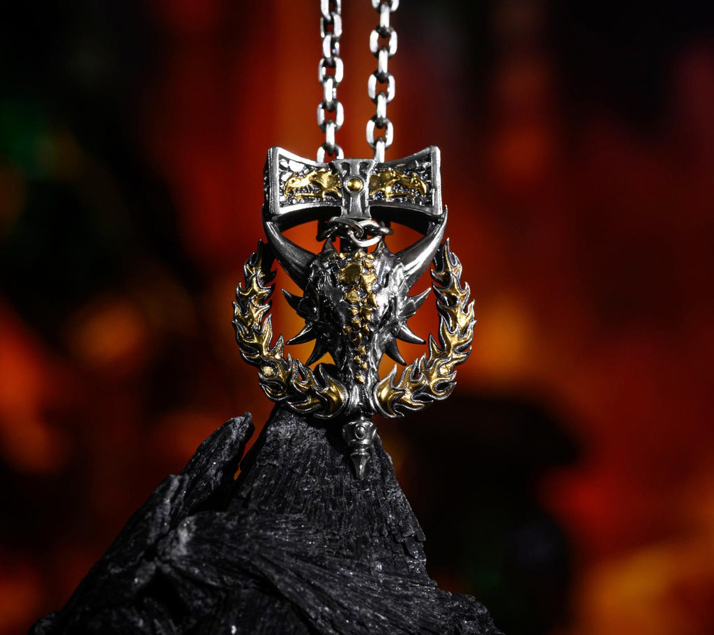 Fire Lizard Pendant Necklace - Warhammer 40K Inspired