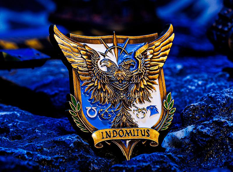 Warhammer 40K-Inspired Unyielding Crusade Honor Badge – Imperial Eagle Ribbon Pin for Loyalist Collectors & Tabletop Fans