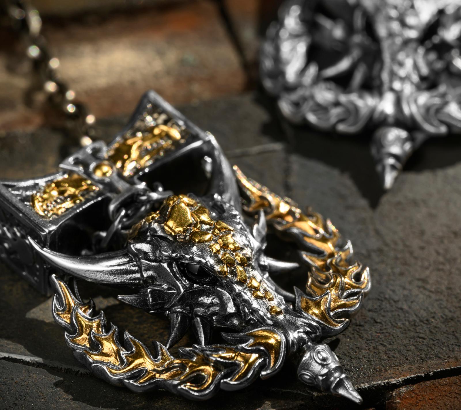 Fire Lizard Pendant Necklace - Warhammer 40K Inspired