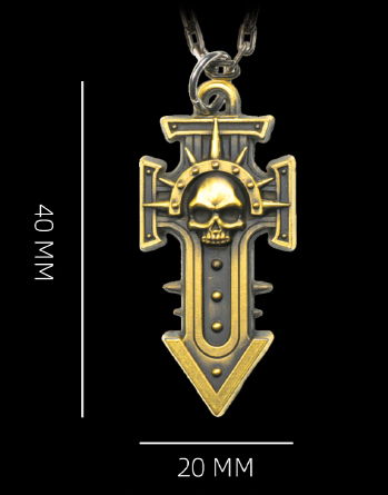 Warhammer 40K Indomitus Crusade Honour Relic – Inquisitorial Skull Cross Pendant / Keychain