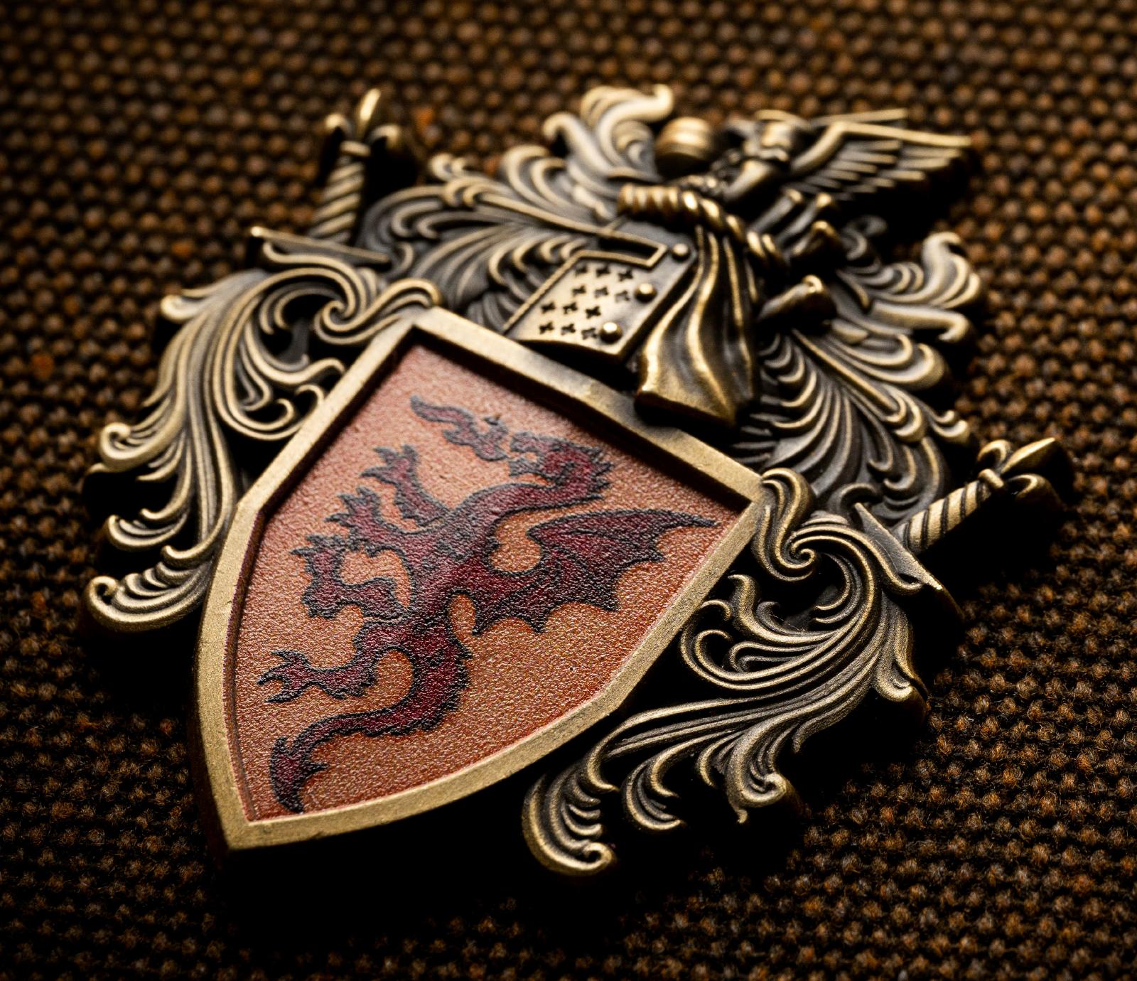 Order of the Argent Shroud Knight's Shield Brooch - Warhammer 40K Inspired