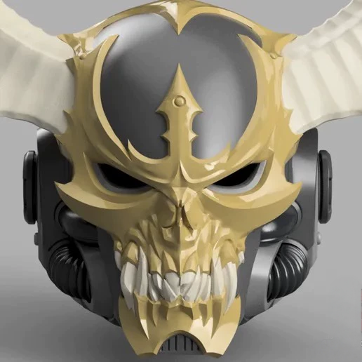 Dreadhorn Chaos Helm – Daemonic Skull Helmet Display Prop