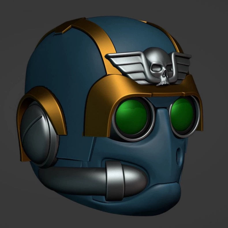 Warhammer 40K Inspired Imperial Navy Pilot Helmet – Void Jump Trooper Cosplay Mask with Winged Skull Insignia