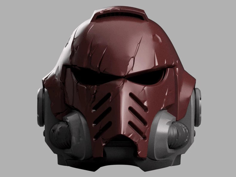 Crimson Revenant Helm – Warhammer 40K Inspired Battle-Scarred Space Helmet