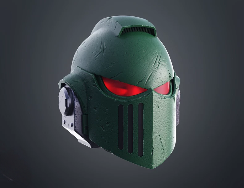 Green Flame Helm – Salamander-Inspired Space Warrior Helmet (Warhammer 40K Style)