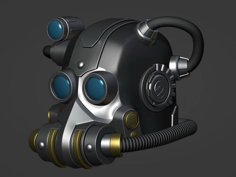 OmniForge Tech-Helm – War-Torn Industrial Augment Helmet Prop