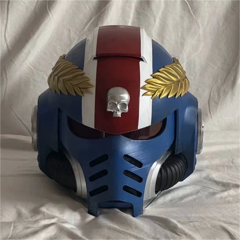 Warhammer 40K Inspired Honor Guard Helmet – Ultramarine Veteran Cosplay Armor with Skull & Laurel Detail