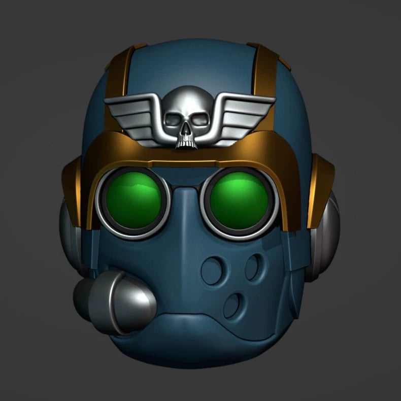 Warhammer 40K Inspired Imperial Navy Pilot Helmet – Void Jump Trooper Cosplay Mask with Winged Skull Insignia