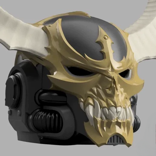 Dreadhorn Chaos Helm – Daemonic Skull Helmet Display Prop