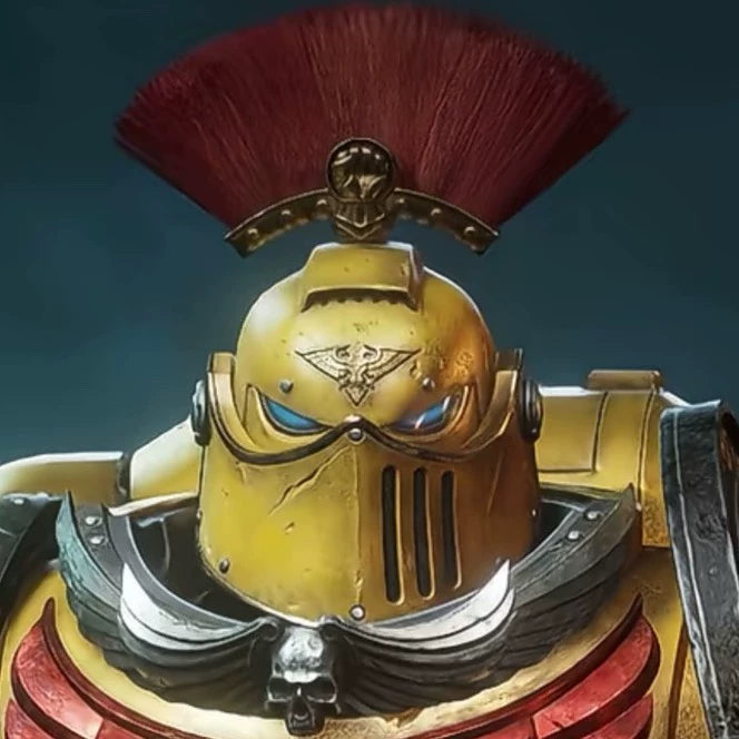 Warhammer 40K Inspired Imperial Fists Helmet – Siege Defender Yellow Armor Cosplay Prop