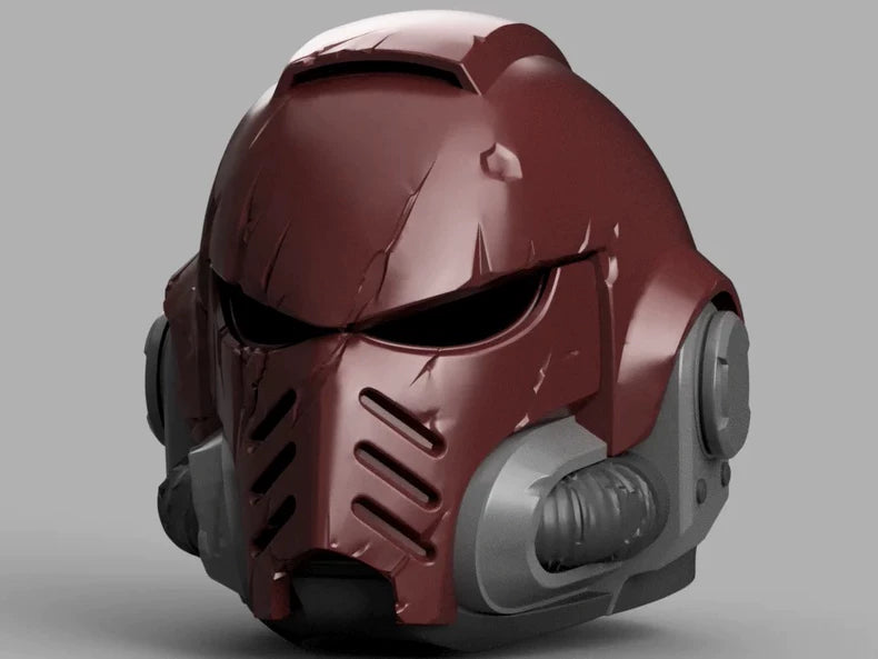 Crimson Revenant Helm – Warhammer 40K Inspired Battle-Scarred Space Helmet
