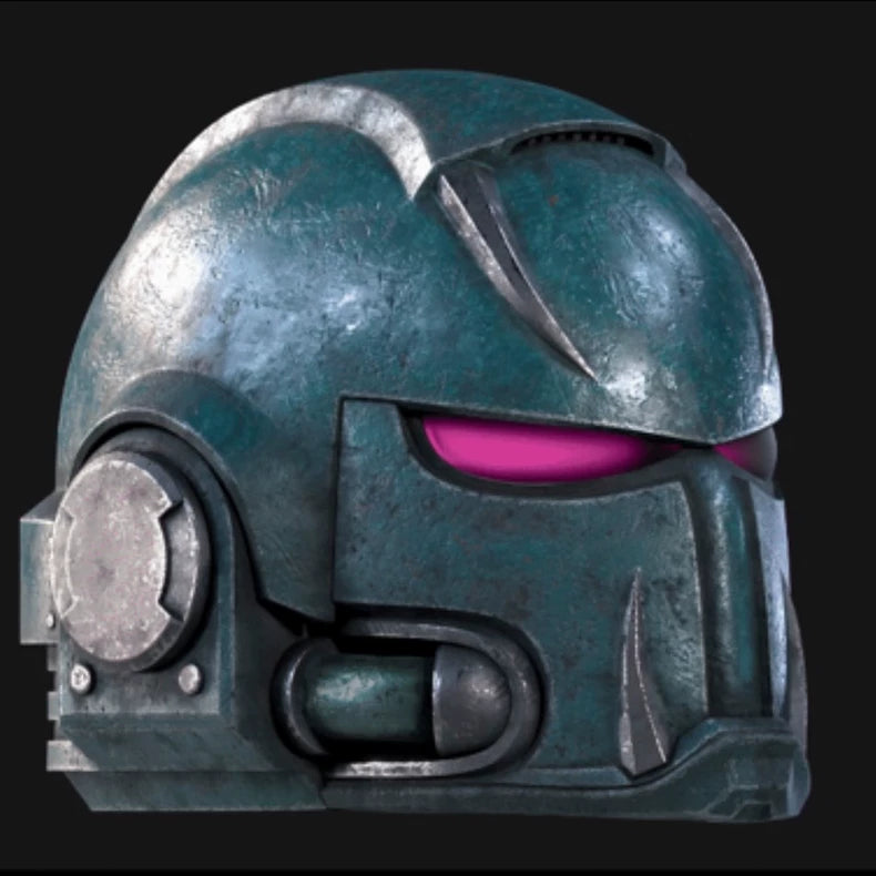 Warhammer 40K Inspired Chaos Tech Marine Helmet – Grimdark Sci-Fi Armor Cosplay Prop