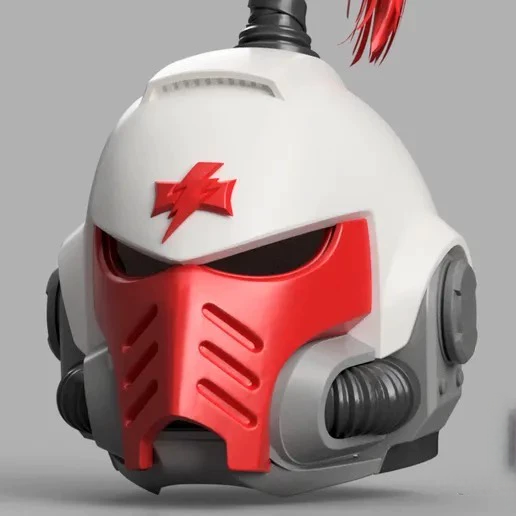 Crimson Volt Helm – Warhammer 40K Inspired Shock Trooper Helmet Replica