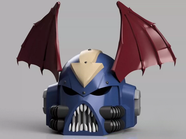 Chaos Batwing Helm – Warhammer 40K Inspired Daemonic Warrior Helmet Display Piece