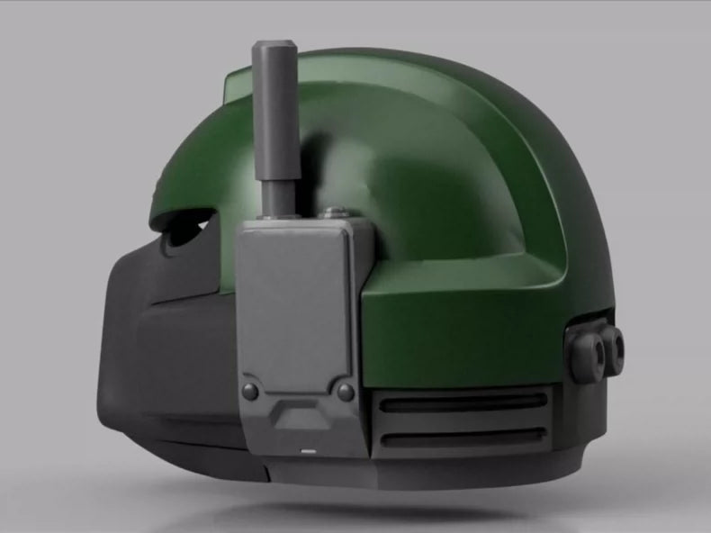Warhammer 40K-Inspired "Dark Herald" Tactical Helmet – Green Winged Sword Cosplay Prop