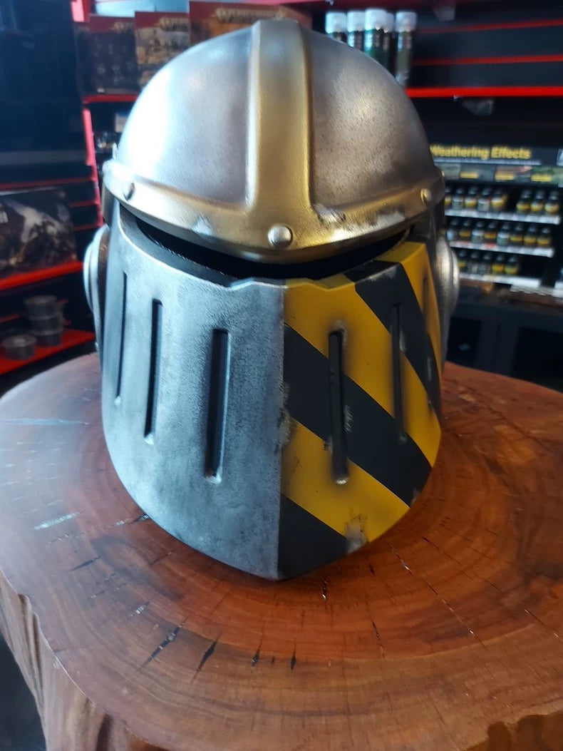Warhammer 40K Inspired Industrial Combat Helmet – Imperial Forge Worker / Tech Guard Style Cosplay Prop