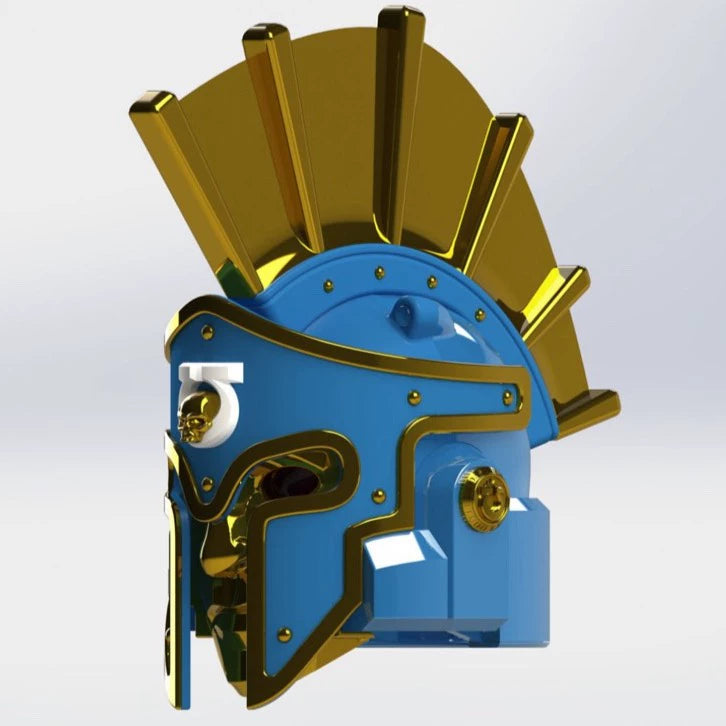 Warhammer 40K-Inspired Ultramarine Praetor Helmet – Roman Crest & Gold Trim Cosplay Prop
