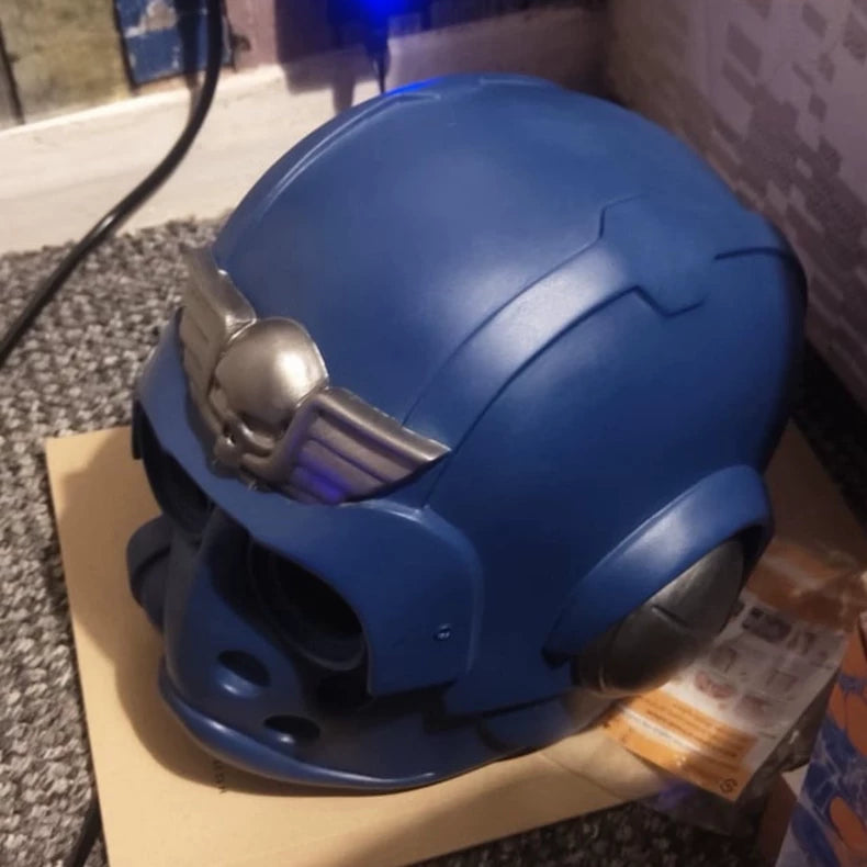 Warhammer 40K Inspired Imperial Navy Pilot Helmet – Void Jump Trooper Cosplay Mask with Winged Skull Insignia
