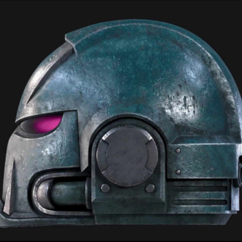 Warhammer 40K Inspired Chaos Tech Marine Helmet – Grimdark Sci-Fi Armor Cosplay Prop