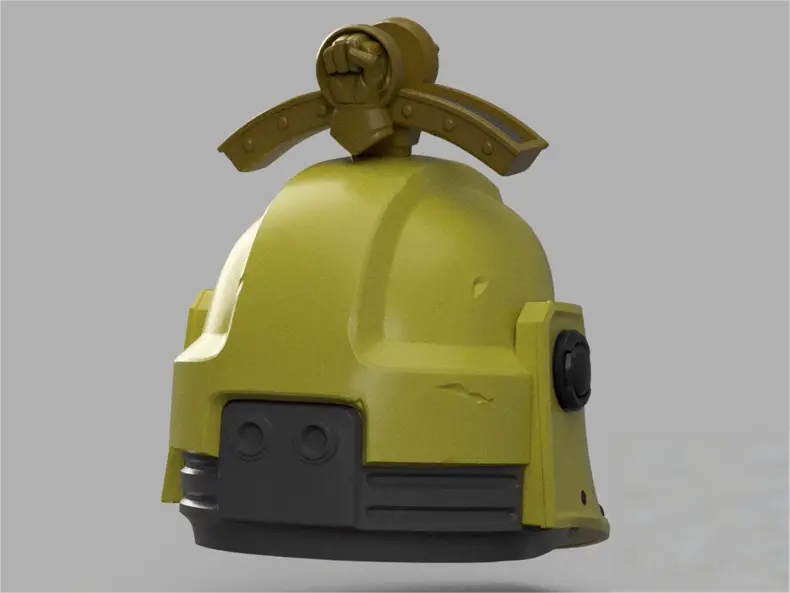 Warhammer 40K Inspired Imperial Fists Helmet – Siege Defender Yellow Armor Cosplay Prop
