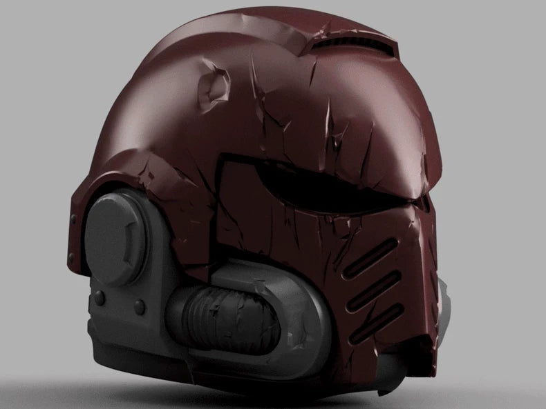 Crimson Revenant Helm – Warhammer 40K Inspired Battle-Scarred Space Helmet
