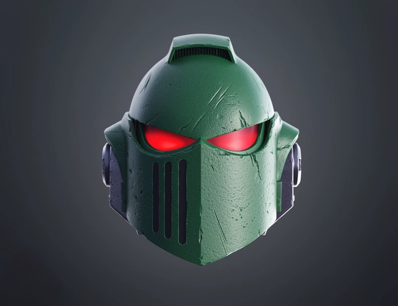 Green Flame Helm – Salamander-Inspired Space Warrior Helmet (Warhammer 40K Style)
