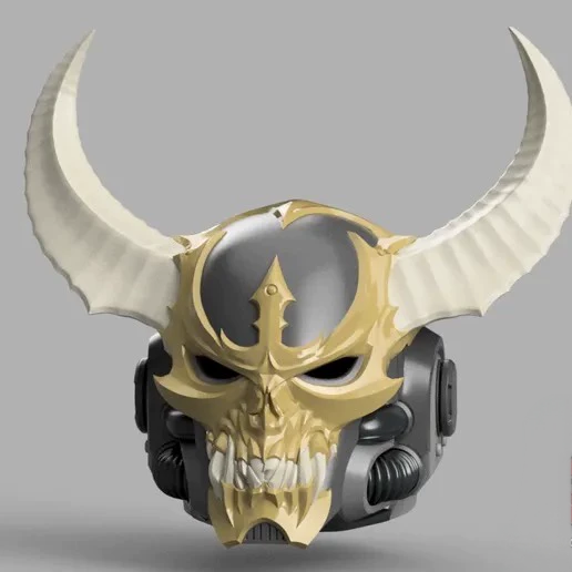 Dreadhorn Chaos Helm – Daemonic Skull Helmet Display Prop