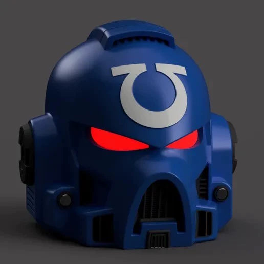 Ultra Primaris Battle Helm – Warhammer 40K Inspired Blue Tactical Helmet