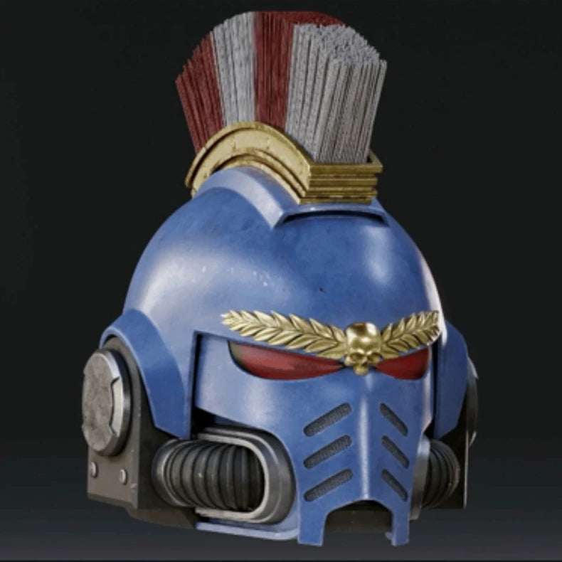 Warhammer 40K Roman Legionnaire Style Blue Helmet – Ultramarine Praetor Inspired Cosplay Armor