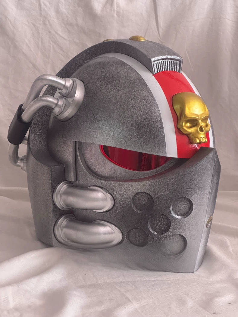 Grey Knight Purity Helm – Warhammer-Inspired Silver Battle Helmet