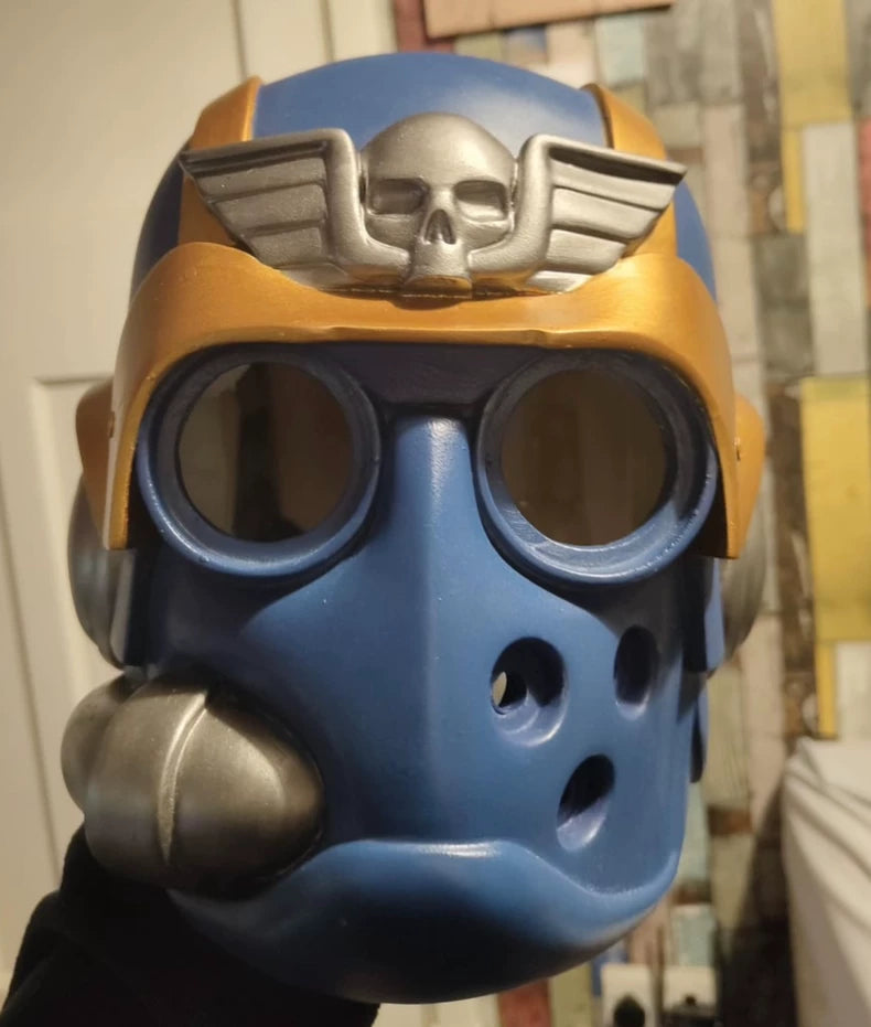 Warhammer 40K Inspired Imperial Navy Pilot Helmet – Void Jump Trooper Cosplay Mask with Winged Skull Insignia