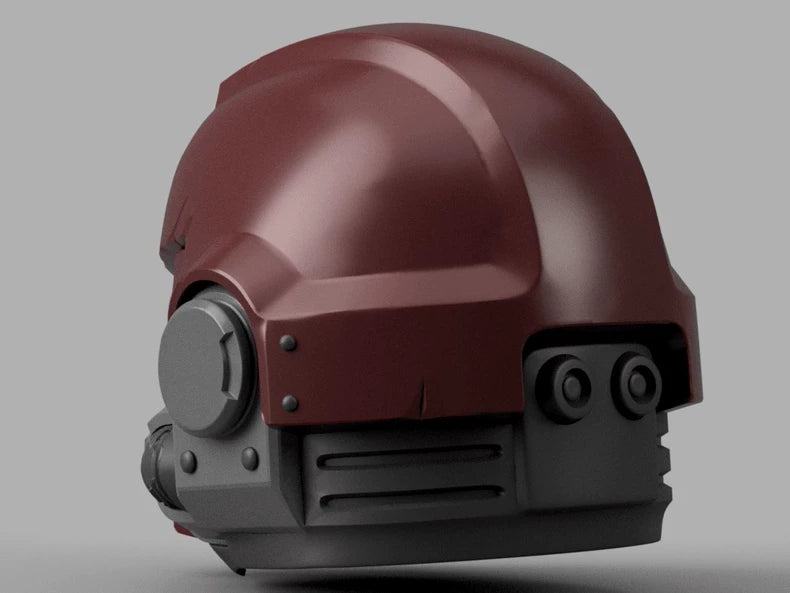 Crimson Revenant Helm – Warhammer 40K Inspired Battle-Scarred Space Helmet