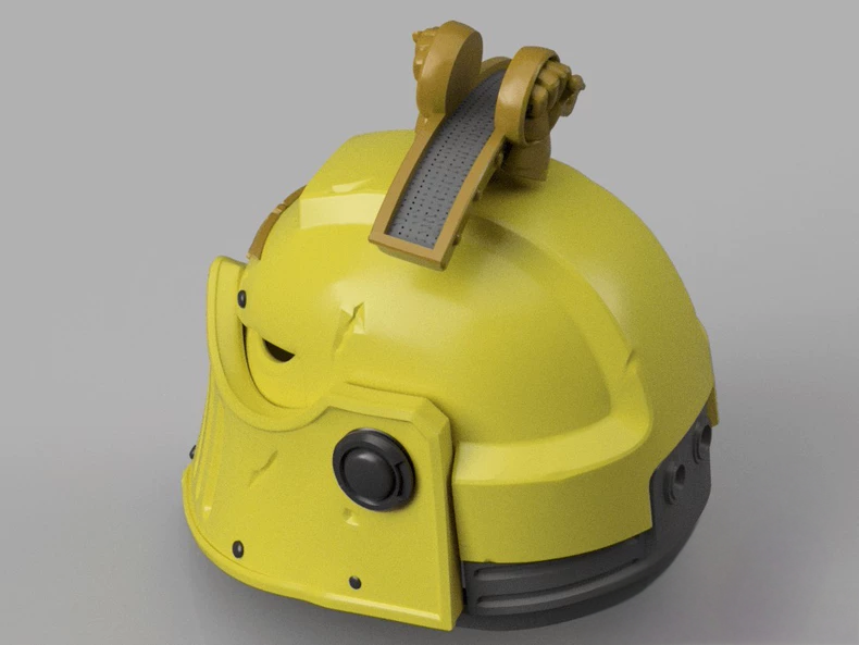 Warhammer 40K Inspired Imperial Fists Helmet – Siege Defender Yellow Armor Cosplay Prop
