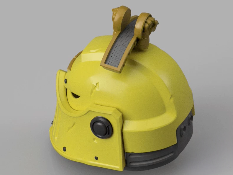 Imperial Bastion Helm – Warhammer 40K Inspired Yellow Fortress Helmet Replica