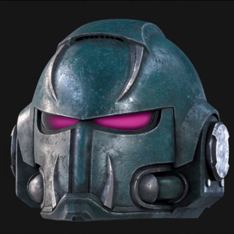 Warhammer 40K Inspired Chaos Tech Marine Helmet – Grimdark Sci-Fi Armor Cosplay Prop