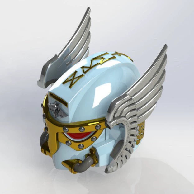 Frostfang Helm – Warhammer 40K Inspired Space Wolf Tactical Helmet with Gold Crest