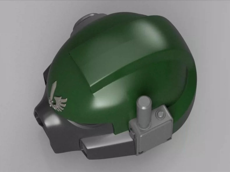 Warhammer 40K-Inspired "Dark Herald" Tactical Helmet – Green Winged Sword Cosplay Prop