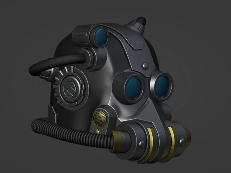 OmniForge Tech-Helm – War-Torn Industrial Augment Helmet Prop