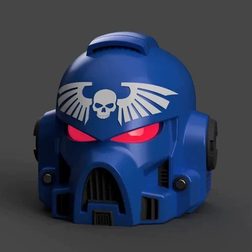 Ultra Primaris Battle Helm – Warhammer 40K Inspired Blue Tactical Helmet
