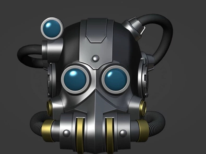 OmniForge Tech-Helm – War-Torn Industrial Augment Helmet Prop