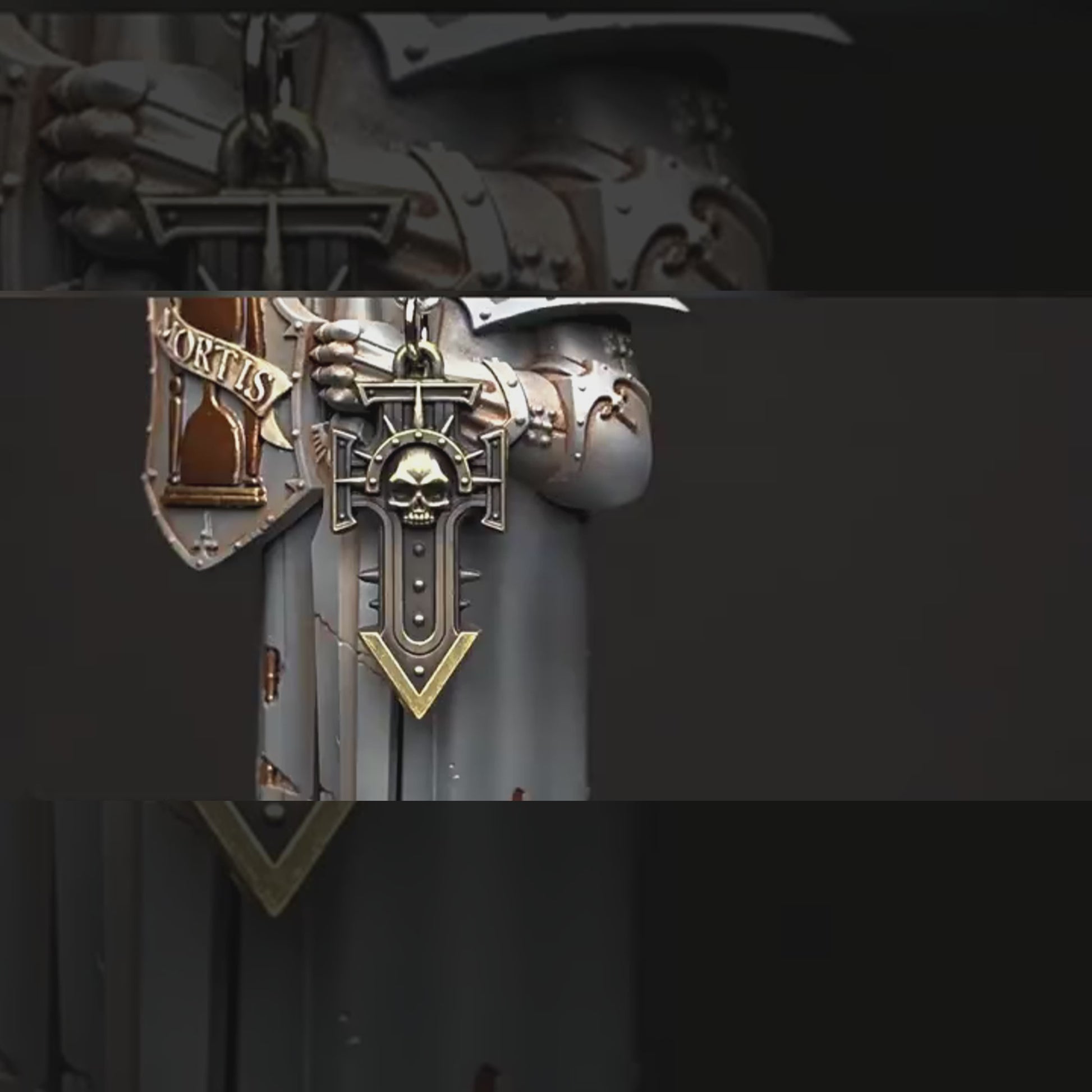 Warhammer 40K Indomitus Crusade Honour Relic – Inquisitorial Skull Cross Pendant / Keychain