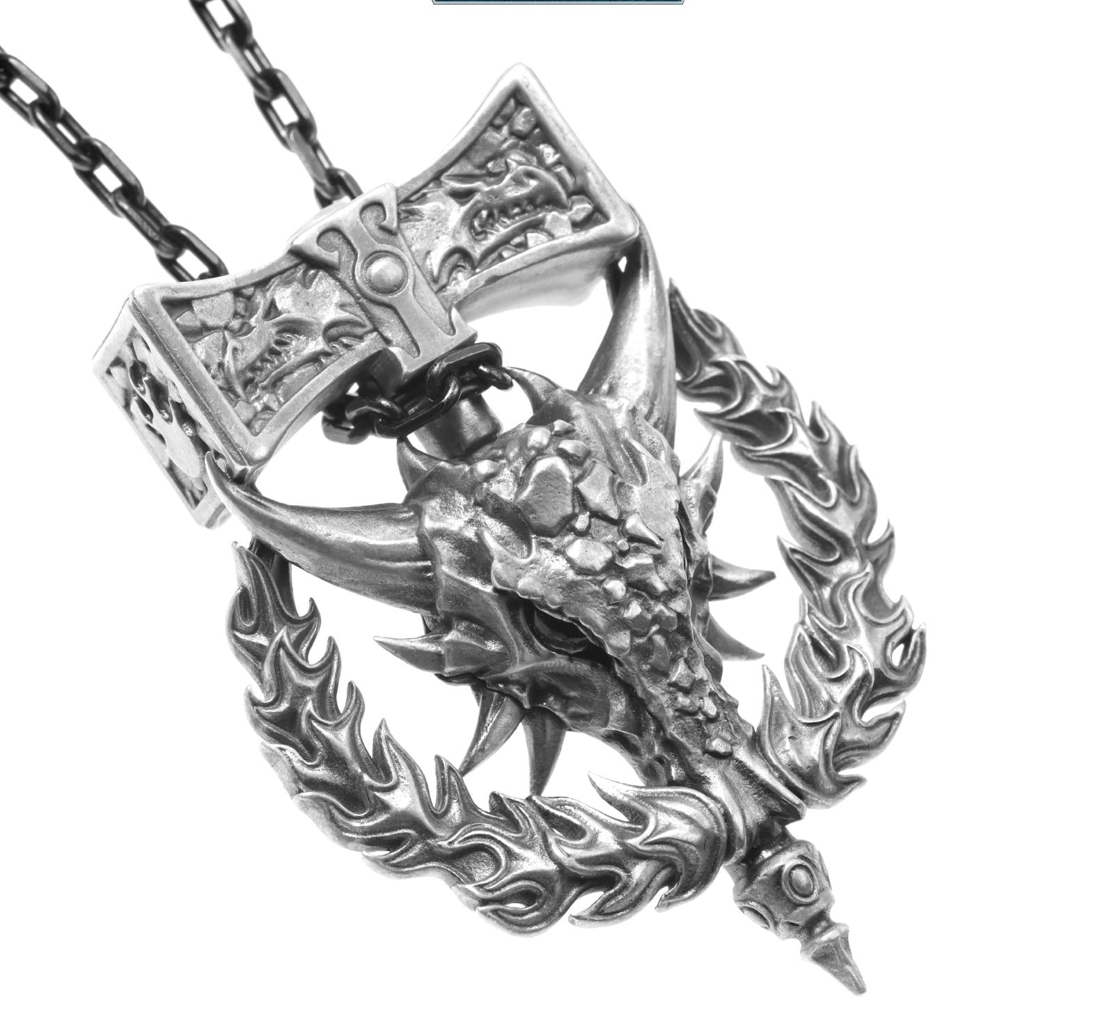 Fire Lizard Pendant Necklace - Warhammer 40K Inspired