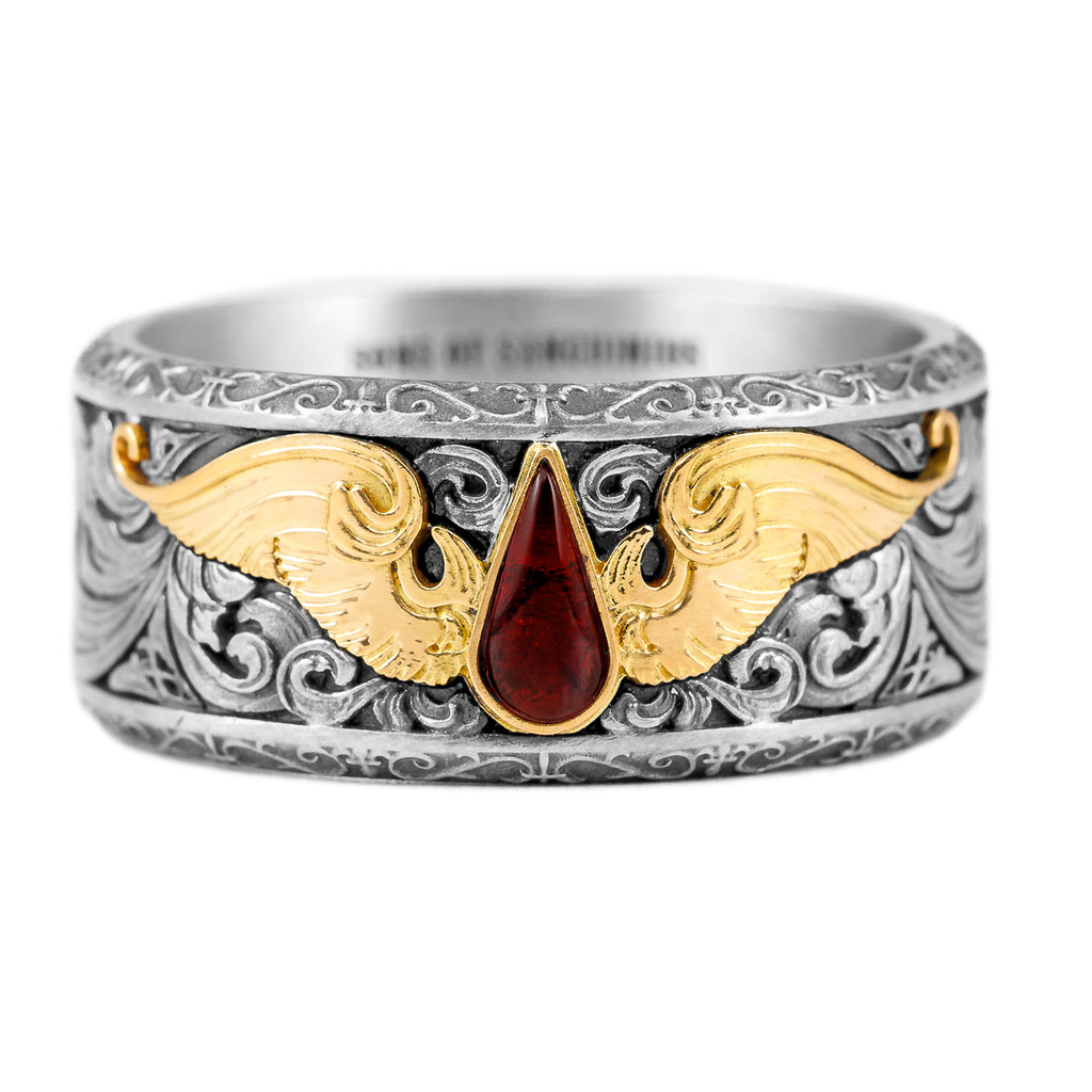 Blood Angels Heraldic Ring – A Warhammer-Inspired Ring of Glory and Sacrifice