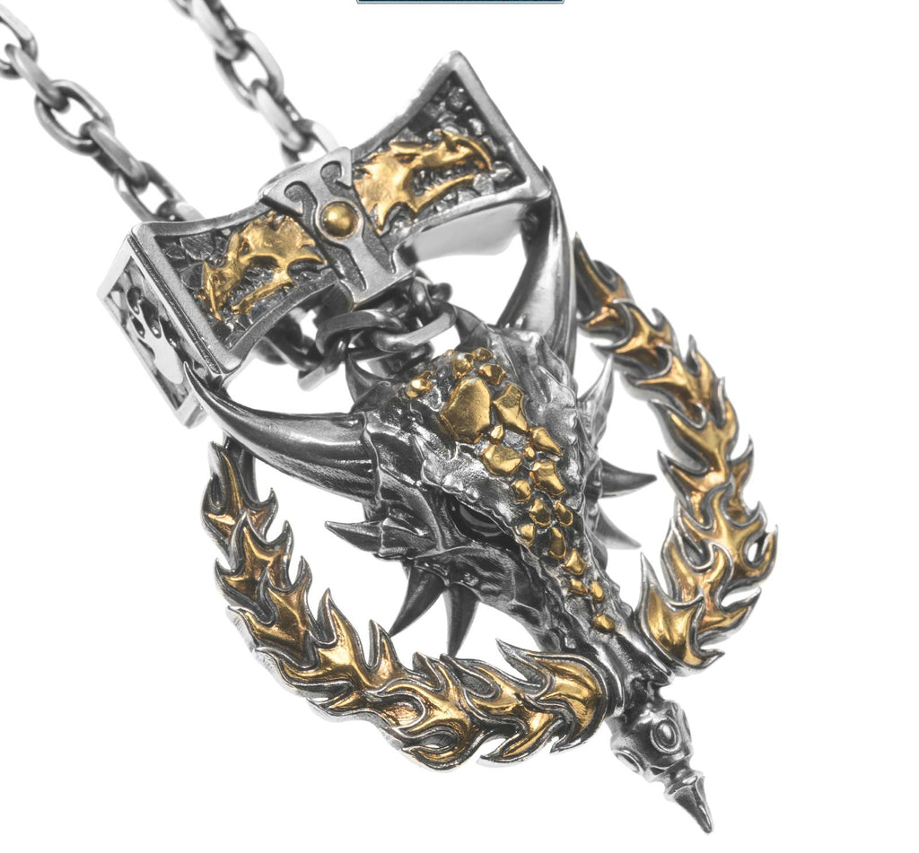Fire Lizard Pendant Necklace - Warhammer 40K Inspired